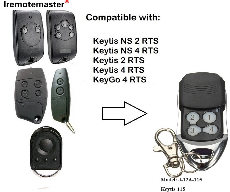 Keytis NS 2 RTS jaoks Keytis NS 4 RTS garaažiukse kaugjuhtimispult 433,42 MHz